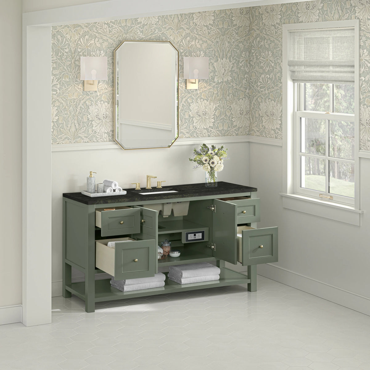Breckenridge 60" Single Vanity, Smokey Celadon, w/ 3 CM Phantome Eclos Top, view 5