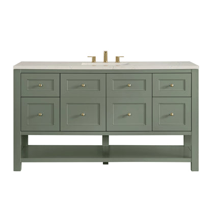 Breckenridge 60" Single Vanity, Smokey Celadon, w/ 3 CM Siberian Silestone Top