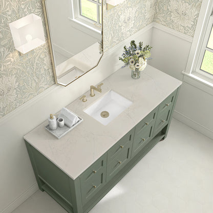Breckenridge 60" Single Vanity, Smokey Celadon, w/ 3 CM Siberian Silestone Top, view 7