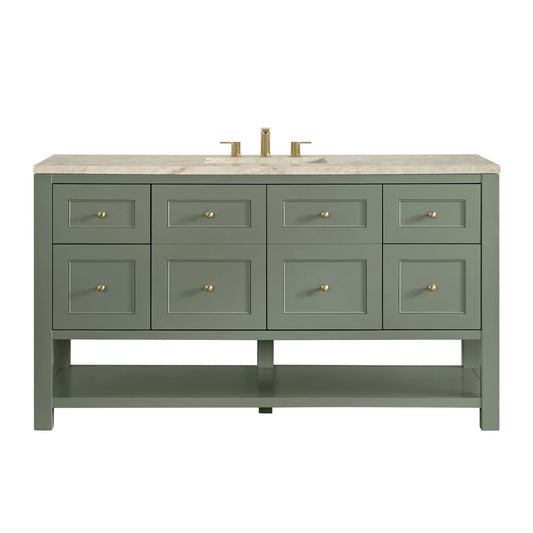 Breckenridge 60" Single Vanity, Smokey Celadon, w/ 3 CM Tajnar Eclos Top
