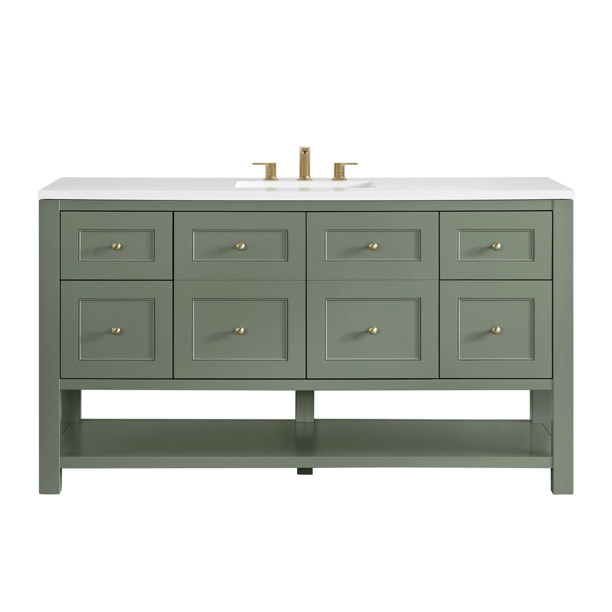 Breckenridge 60" Single Vanity, Smokey Celadon, w/ 3 CM White Zeus Quartz Top
