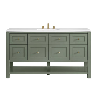 Breckenridge 60" Single Vanity, Smokey Celadon, w/ 3 CM White Zeus Quartz Top