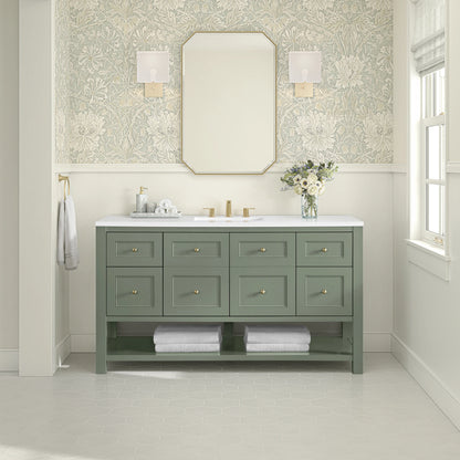 Breckenridge 60" Single Vanity, Smokey Celadon, w/ 3 CM White Zeus Quartz Top, view 3
