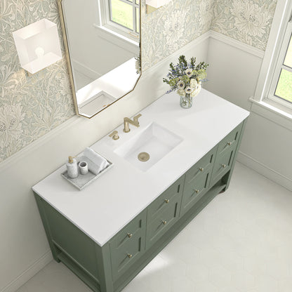 Breckenridge 60" Single Vanity, Smokey Celadon, w/ 3 CM White Zeus Quartz Top, view 7