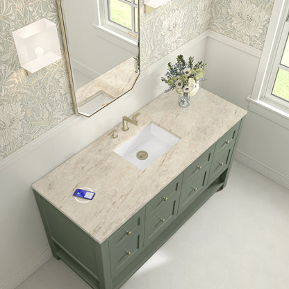 Breckenridge 60" Single Vanity, Smokey Celadon, w/ 3 CM Tajnar Eclos Top w/FreePower Wireless Charger, view 9
