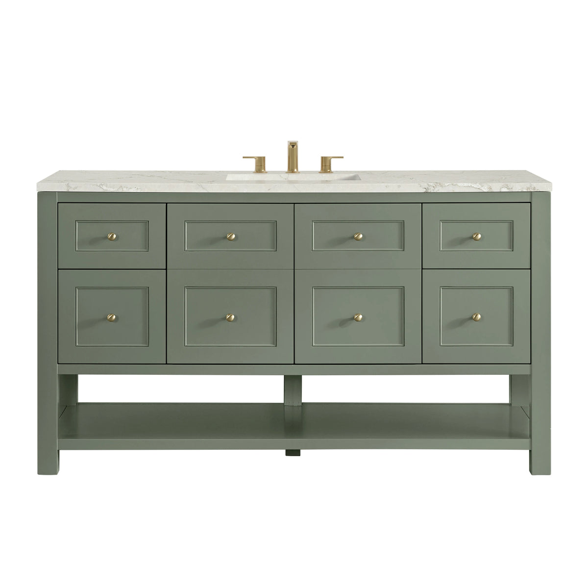 Breckenridge 60" Single Vanity, Smokey Celadon, w/ 3 CM Victorian Silver Silestone Top w/ FreePower Wireless Charger