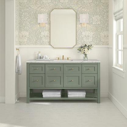 Breckenridge 60" Single Vanity, Smokey Celadon, w/ 3 CM Victorian Silver Silestone Top w/ FreePower Wireless Ch, view 6