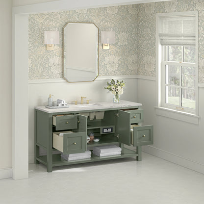 Breckenridge 60" Single Vanity, Smokey Celadon, w/ 3 CM Victorian Silver Silestone Top w/ FreePower Wireless Ch, view 8