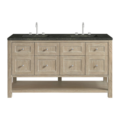 Breckenridge 60" Double Vanity, Whitewashed Oak, w/ 3 CM Phantome Eclos Top