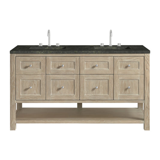 Breckenridge 60" Double Vanity, Whitewashed Oak, w/ 3 CM Phantome Eclos Top