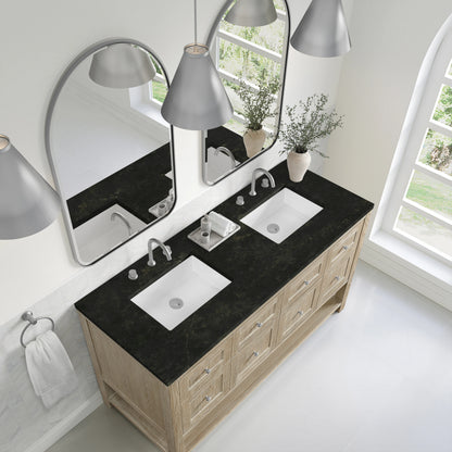 Breckenridge 60" Double Vanity, Whitewashed Oak, w/ 3 CM Phantome Eclos Top, view 7