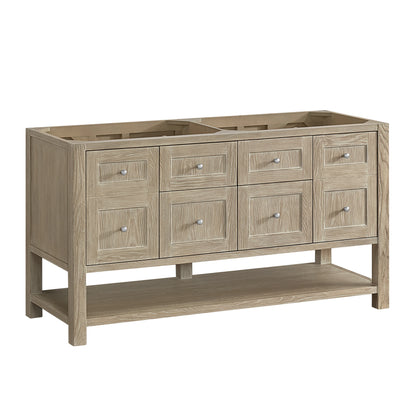 Breckenridge 60" Double Vanity, Whitewashed Oak, w/ 3 CM Eternal Jasmine Pearl Quartz Top w/FreePower Wireless, view 5