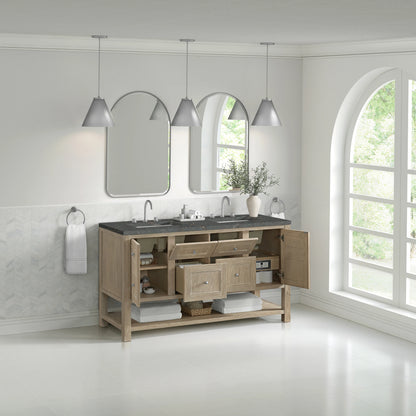 Breckenridge 60" Double Vanity, Whitewashed Oak w/ 3 CM Parisien Bleu Top w/FreePower Wireless Charger, view 8