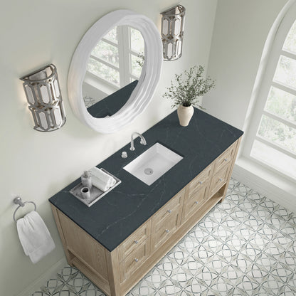 Breckenridge 60" Single Vanity, Whitewashed Oak, w/ 3 CM Charcoal Soapstone Quartz Top, view 7