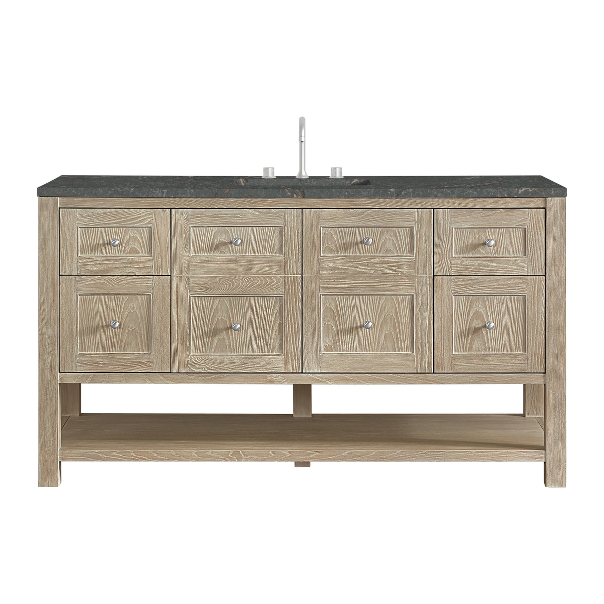 Breckenridge 60" Single Vanity, Whitewashed Oak w/ 3 CM Parisien Bleu Top