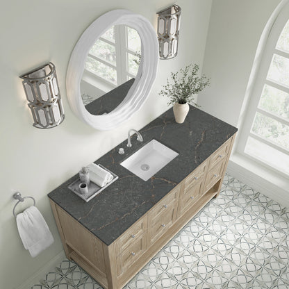 Breckenridge 60" Single Vanity, Whitewashed Oak w/ 3 CM Parisien Bleu Top, view 7