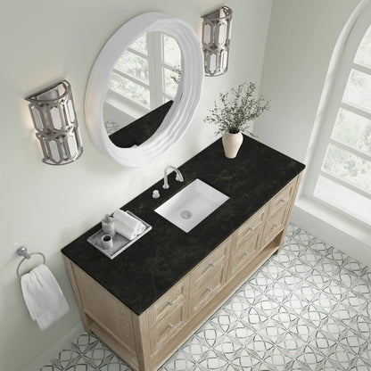 Breckenridge 60" Single Vanity, Whitewashed Oak, w/ 3 CM Phantome Eclos Top, view 7