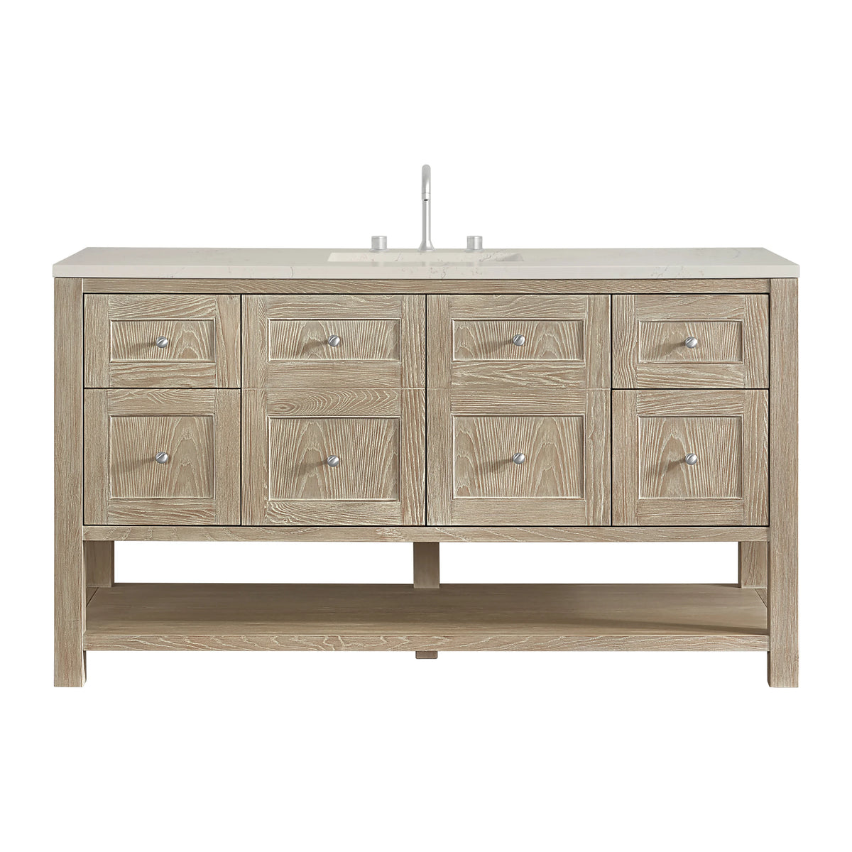 Breckenridge 60" Single Vanity, Whitewashed Oak, w/ 3 CM Siberian Silestone Top