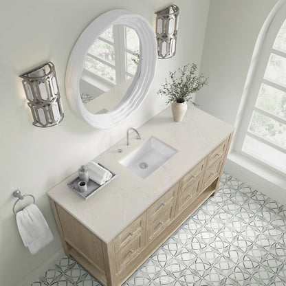 Breckenridge 60" Single Vanity, Whitewashed Oak, w/ 3 CM Siberian Silestone Top, view 7