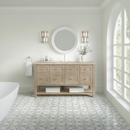 Breckenridge 60" Single Vanity, Whitewashed Oak, w/ 3 CM Tajnar Eclos Top, view 3