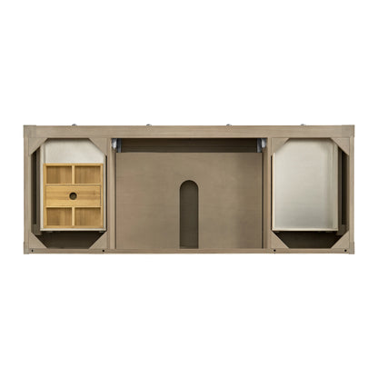 Breckenridge 60" Single Vanity, Whitewashed Oak, w/ 3 CM Ethereal Noctis Silestone Top w/ FreePower Wireless Ch, view 9
