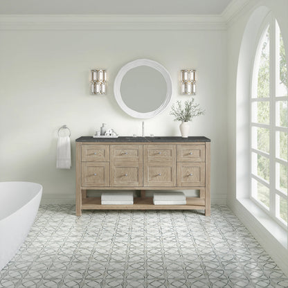 Breckenridge 60" Single Vanity, Whitewashed Oak w/ 3 CM Parisien Bleu Top w/ FreePower Wireless Charger, view 6