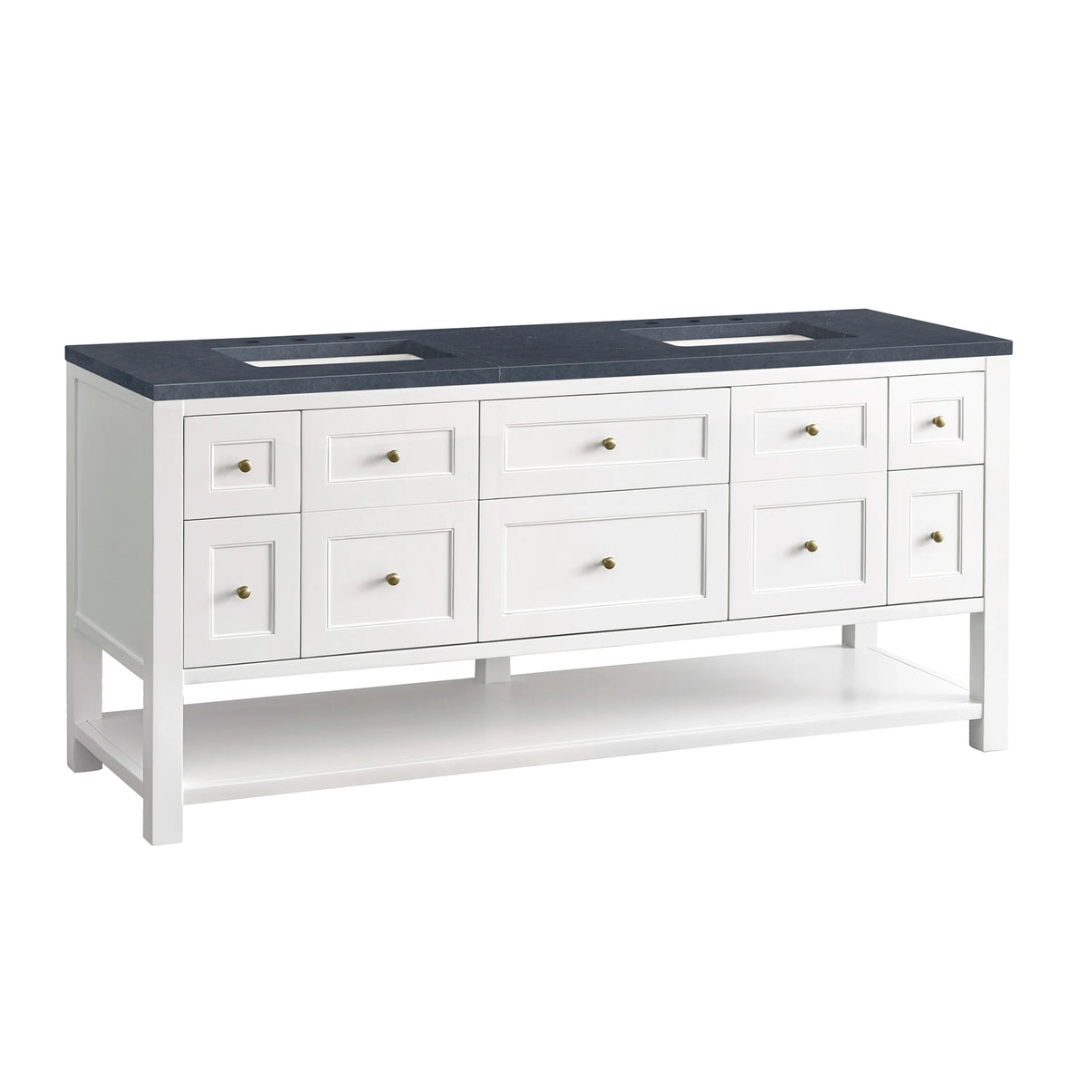 Breckenridge 72" Double Vanity, Bright White w/ 3 CM Charcoal Soapstone Top, view 10