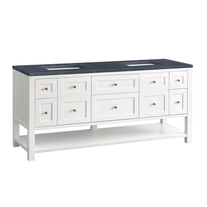 Breckenridge 72" Double Vanity, Bright White w/ 3 CM Charcoal Soapstone Top, view 10