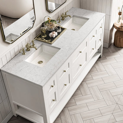 Breckenridge 72" Double Vanity, Bright White w/ 3 CM Eternal Jasmine Pearl Top, view 4