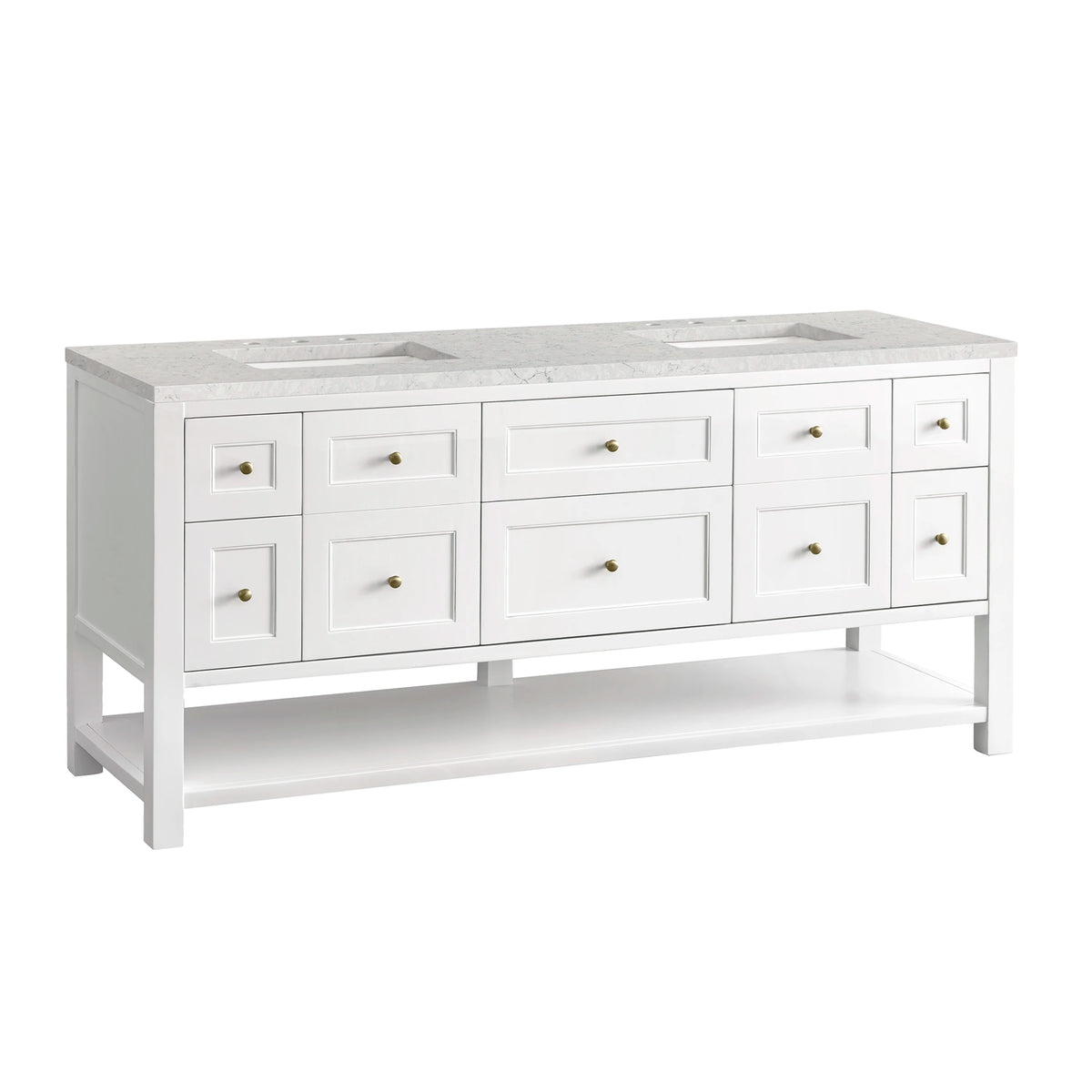 Breckenridge 72" Double Vanity, Bright White w/ 3 CM Eternal Jasmine Pearl Top, view 7
