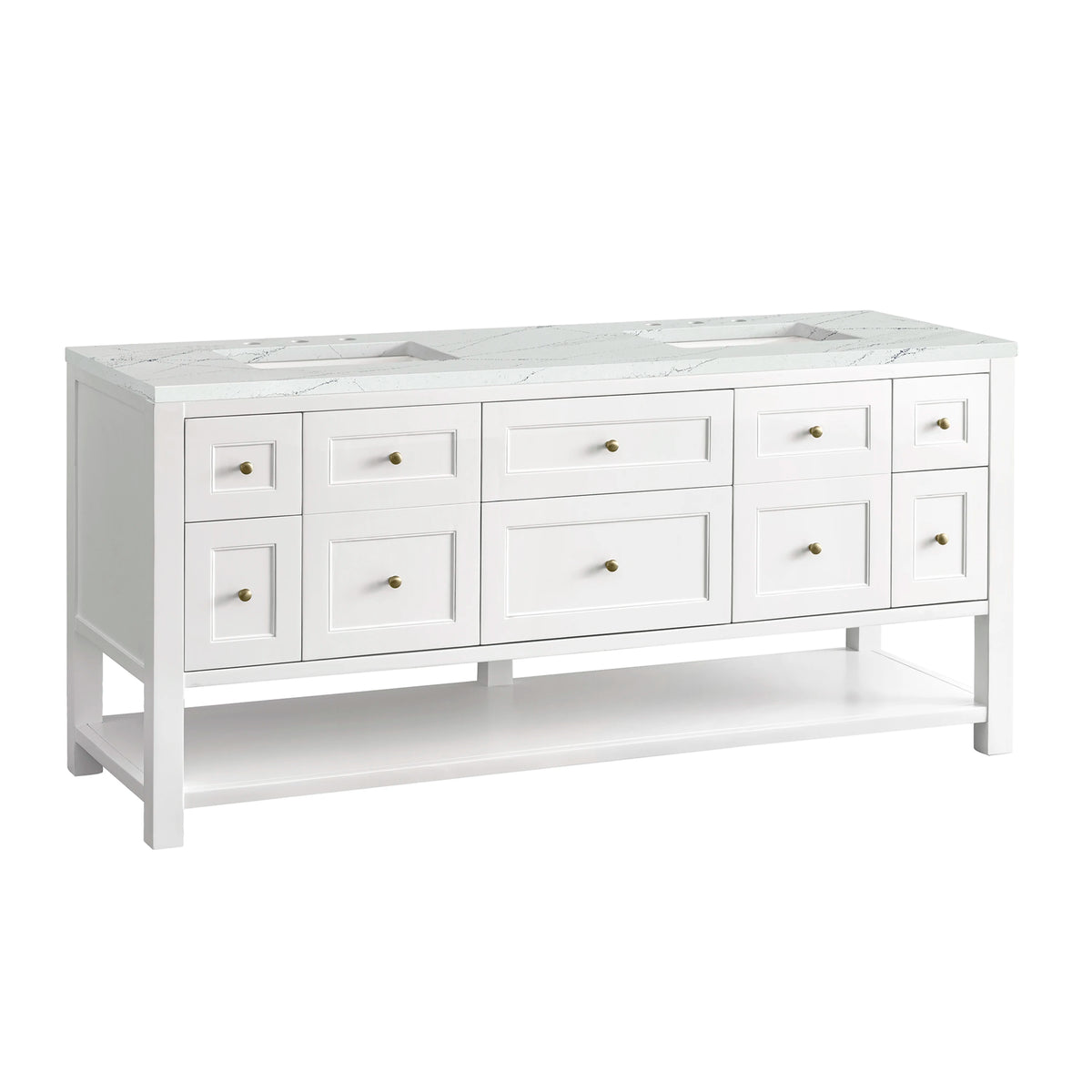 Breckenridge 72" Double Vanity, Bright White w/ 3 CM Ethereal Noctis Top, view 2