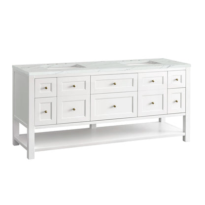 Breckenridge 72" Double Vanity, Bright White w/ 3 CM Ethereal Noctis Top, view 2