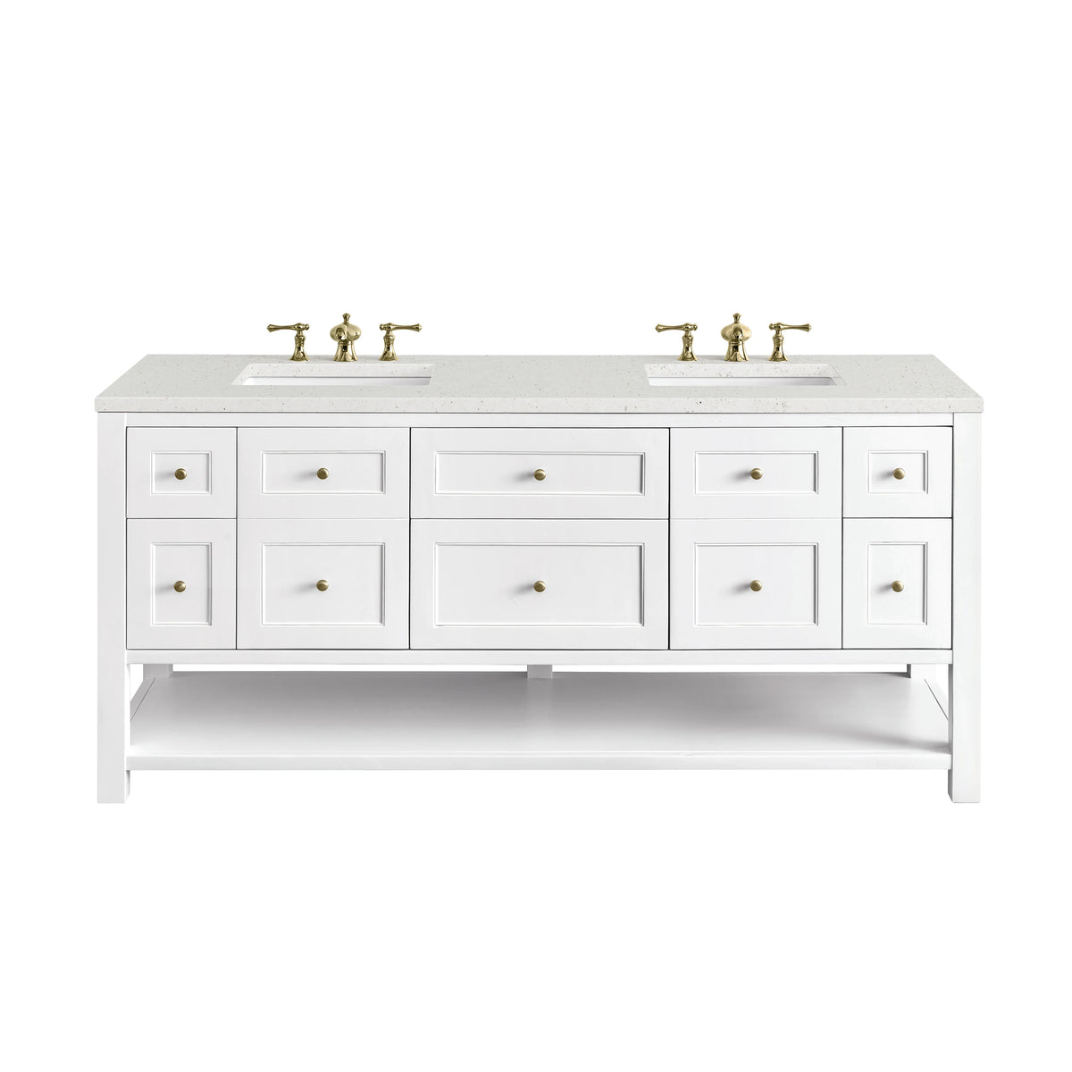 Breckenridge 72" Double Vanity, Bright White w/ 3 CM Lime Delight Top