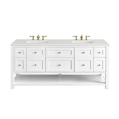 Breckenridge 72" Double Vanity, Bright White w/ 3 CM Lime Delight Top