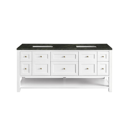 Breckenridge 72" Double Vanity, Bright White, w/ 3 CM Phantome Eclos Top, view 2