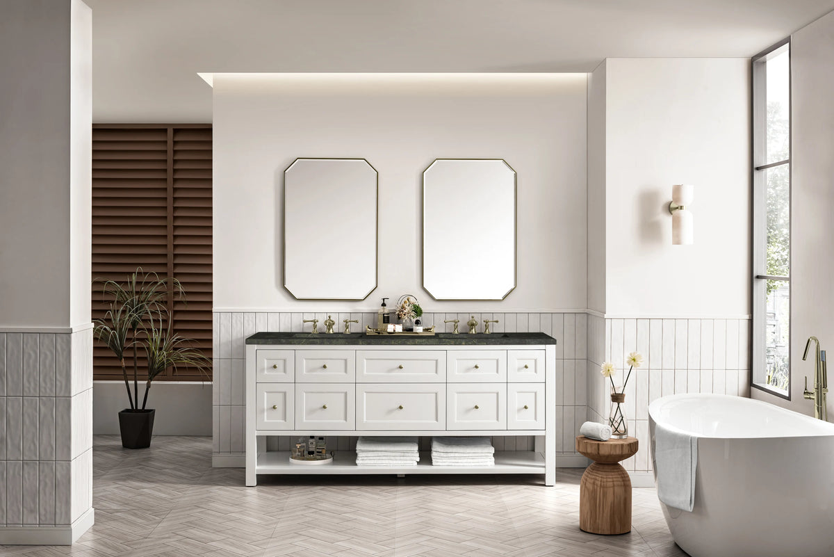 Breckenridge 72" Double Vanity, Bright White, w/ 3 CM Phantome Eclos Top, view 4