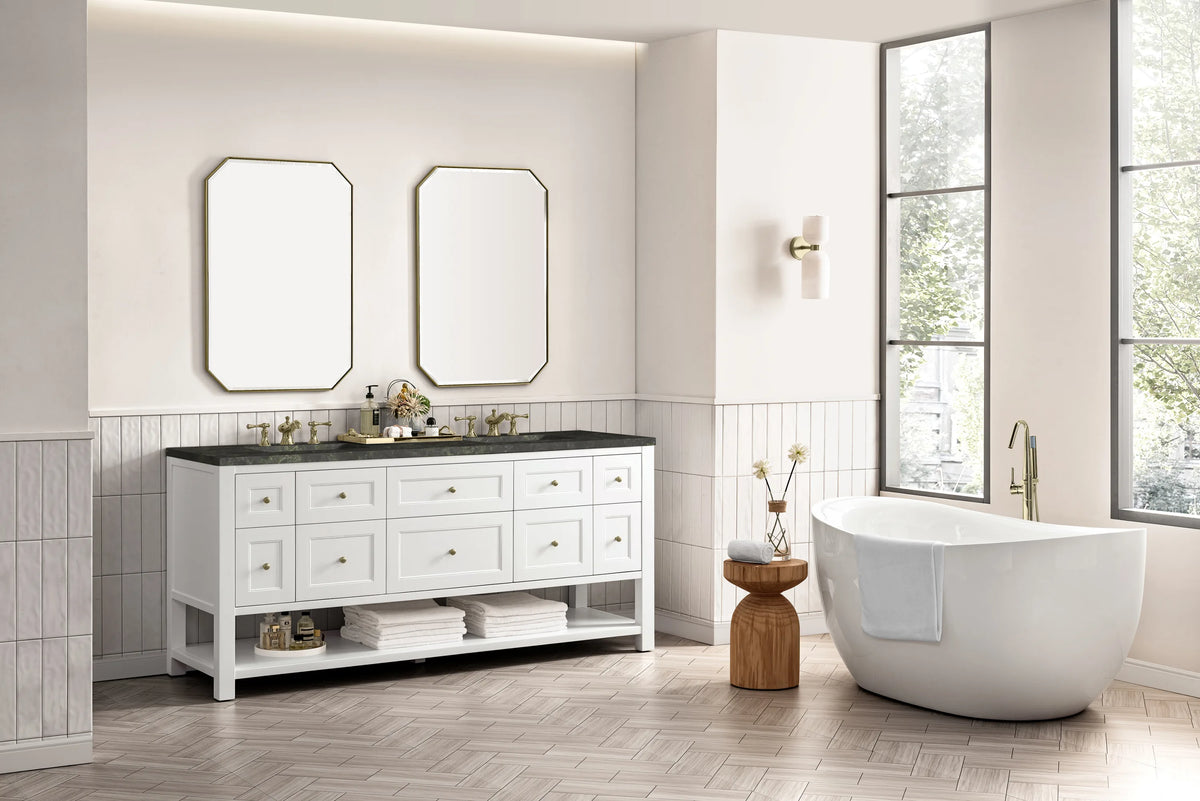 Breckenridge 72" Double Vanity, Bright White, w/ 3 CM Phantome Eclos Top, view 5