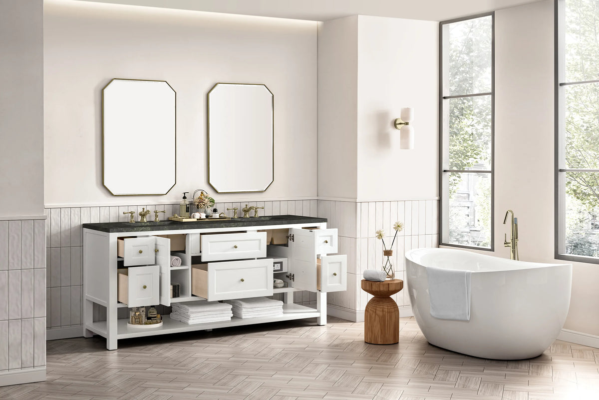 Breckenridge 72" Double Vanity, Bright White, w/ 3 CM Phantome Eclos Top, view 6