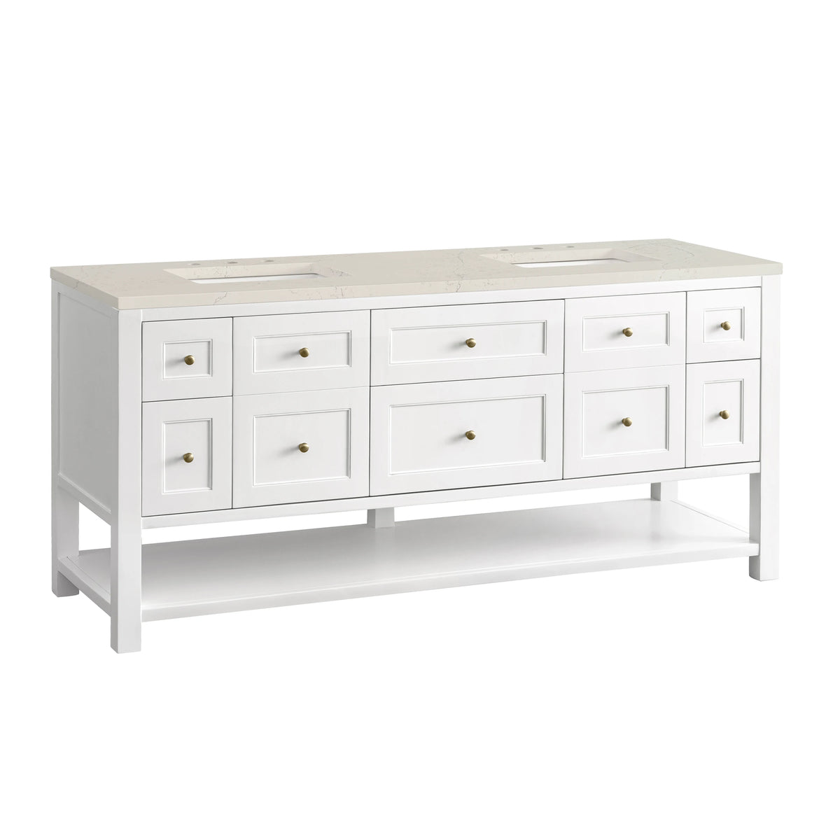 Breckenridge 72" Double Vanity, Bright White, w/ 3 CM Siberian Silestone Top, view 10