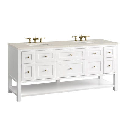 Breckenridge 72" Double Vanity, Bright White, w/ 3 CM Siberian Silestone Top, view 11