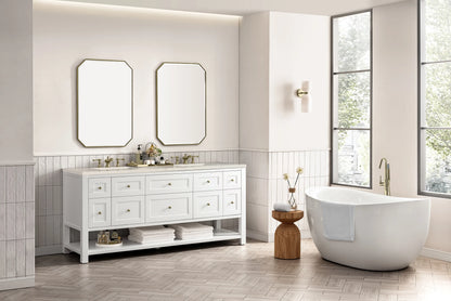Breckenridge 72" Double Vanity, Bright White, w/ 3 CM Siberian Silestone Top, view 5