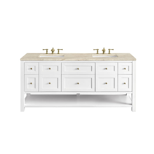 Breckenridge 72" Double Vanity, Bright White, w/ 3 CM Tajnar Eclos Top
