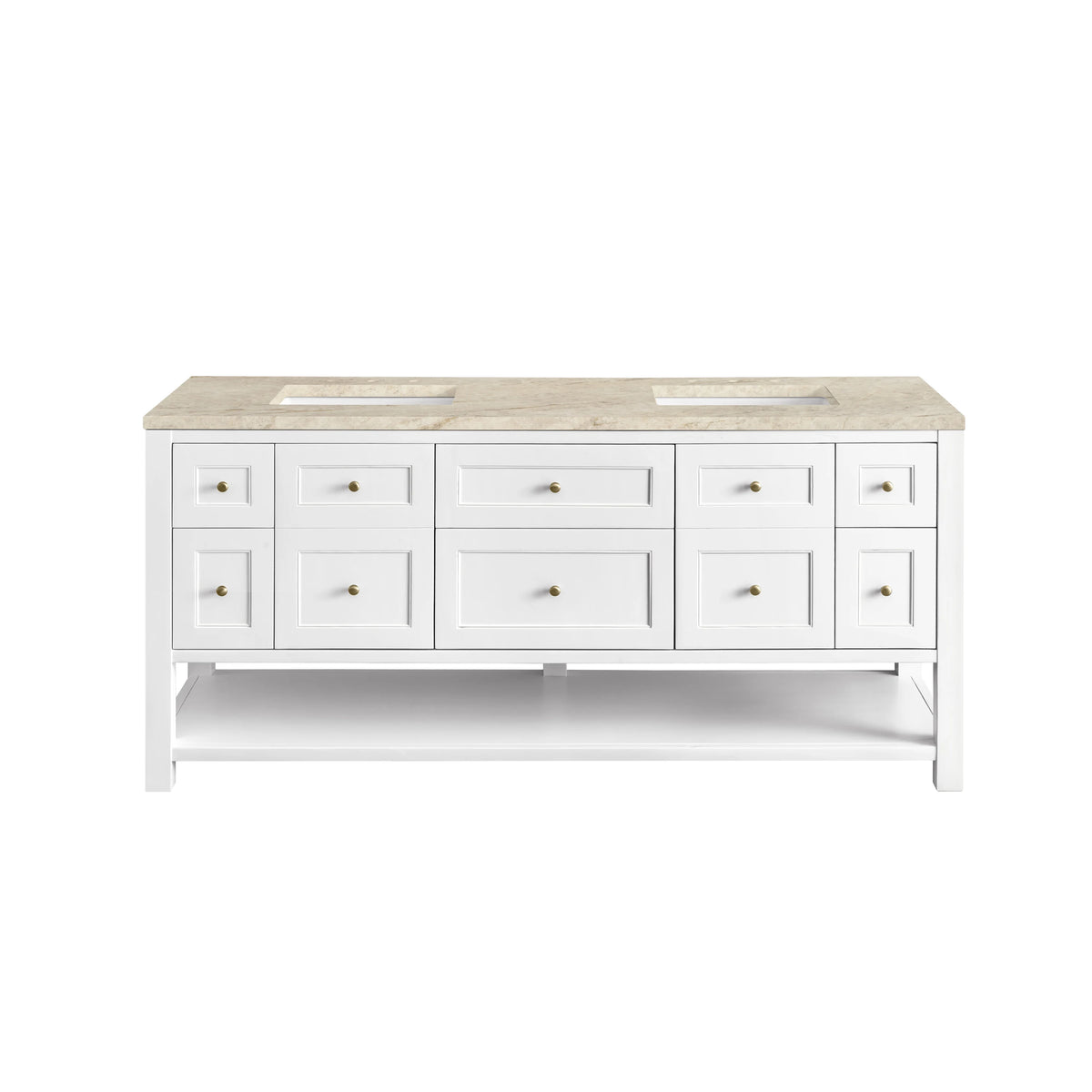 Breckenridge 72" Double Vanity, Bright White, w/ 3 CM Tajnar Eclos Top, view 2