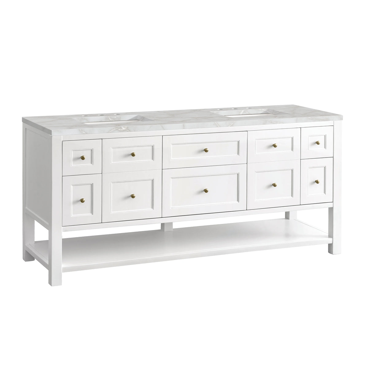 Breckenridge 72" Double Vanity, Bright White w/ 3 CM Victorian Silver Top, view 10