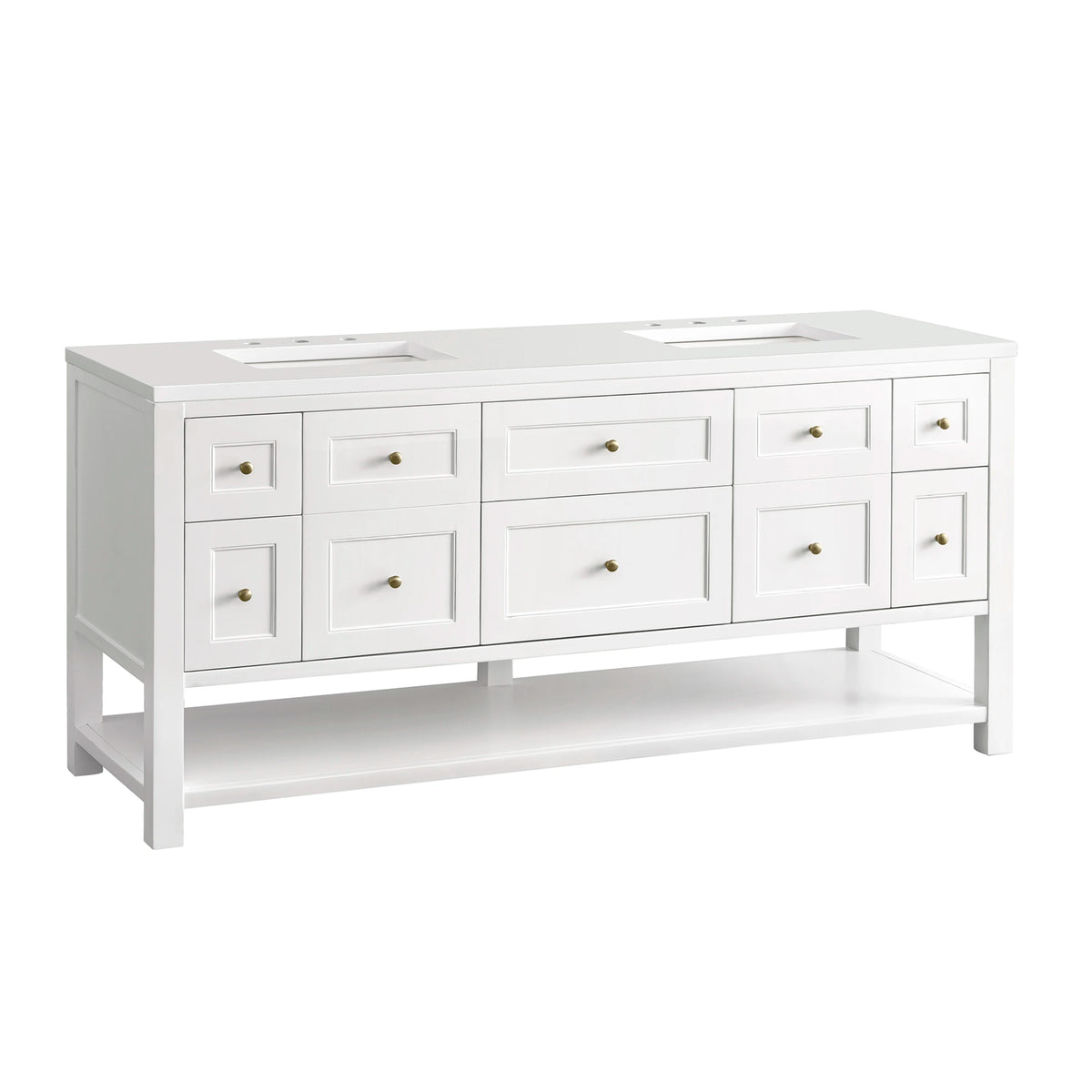 Breckenridge 72" Double Vanity, Bright White w/ 3 CM White Zeus Top, view 13