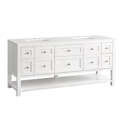 Breckenridge 72" Double Vanity, Bright White w/ 3 CM White Zeus Top, view 13