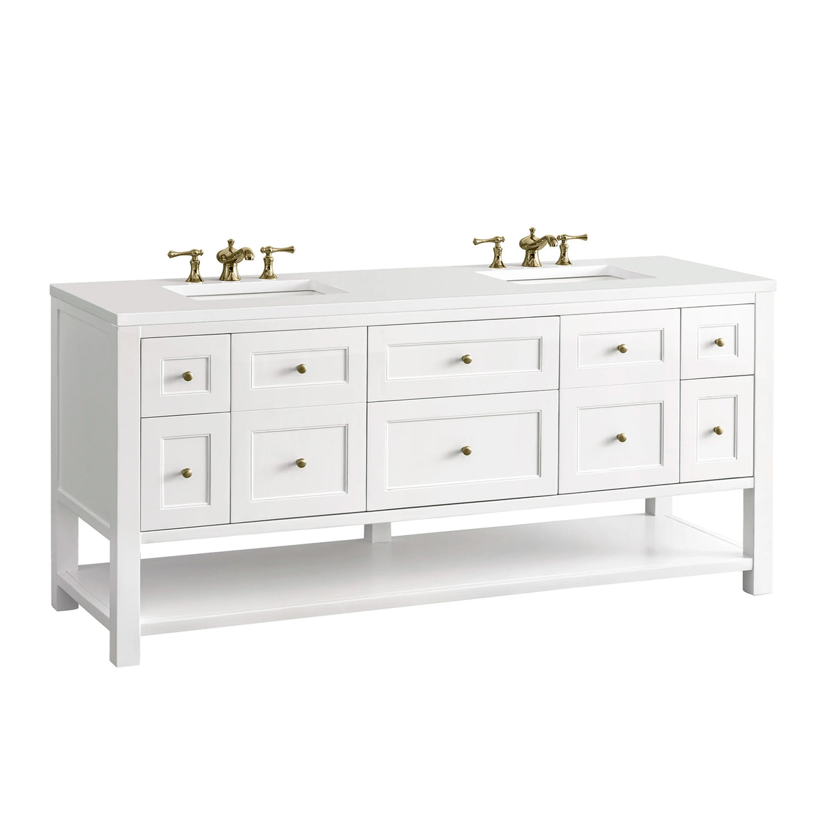 Breckenridge 72" Double Vanity, Bright White w/ 3 CM White Zeus Top, view 14