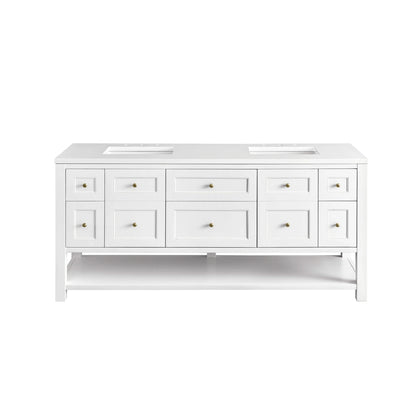 Breckenridge 72" Double Vanity, Bright White w/ 3 CM White Zeus Top, view 2