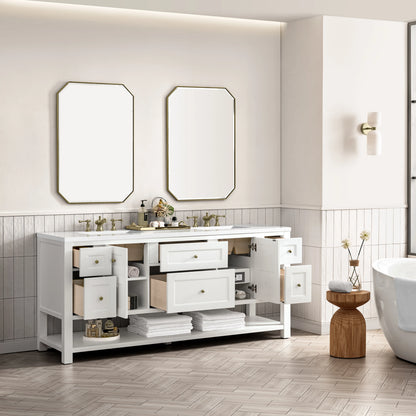 Breckenridge 72" Double Vanity, Bright White w/ 3 CM White Zeus Top, view 6