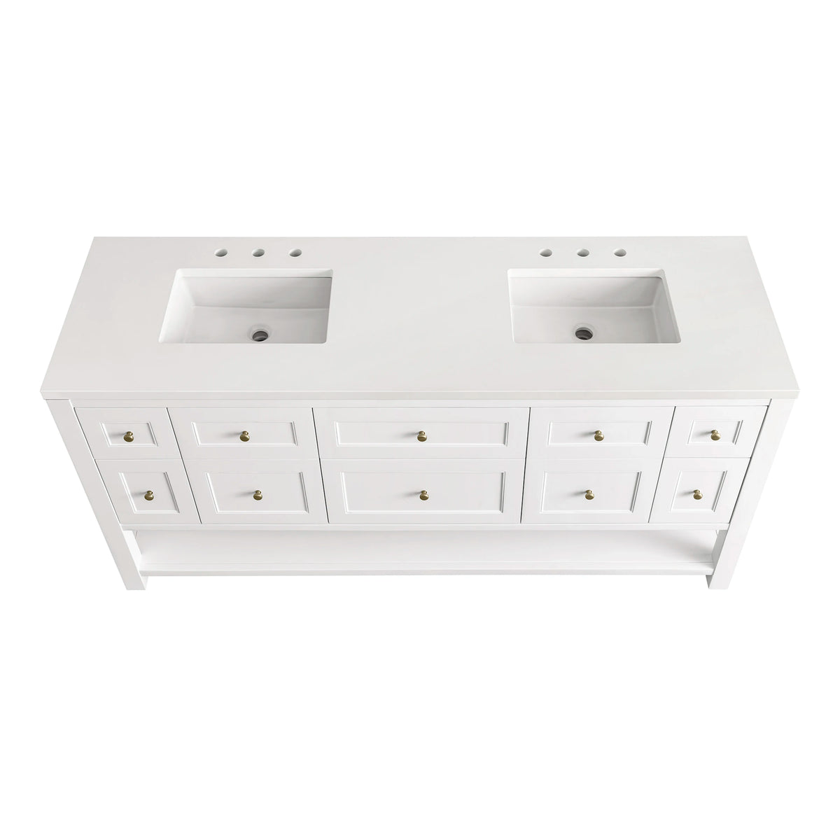 Breckenridge 72" Double Vanity, Bright White w/ 3 CM White Zeus Top, view 8